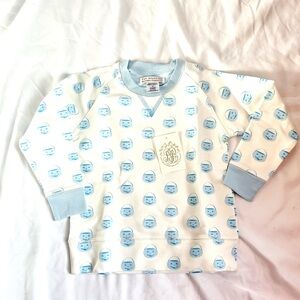 The Beaufort Bonnet Company White and Blue Pumpkin Sweatshirt size 3T